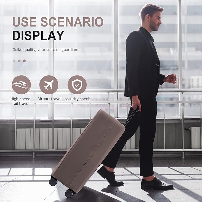 Travel Luggage Cover Suitcase Protector Scratch-Resistant Fit 19-31 Inch Suitcase, Not Included Suitcase (Khaki, L(26-27 inch))