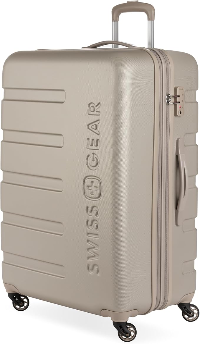 SwissGear 7366 Hardside Expandable Luggage with Spinner Wheels, Sand, Checked-Large 27-Inch