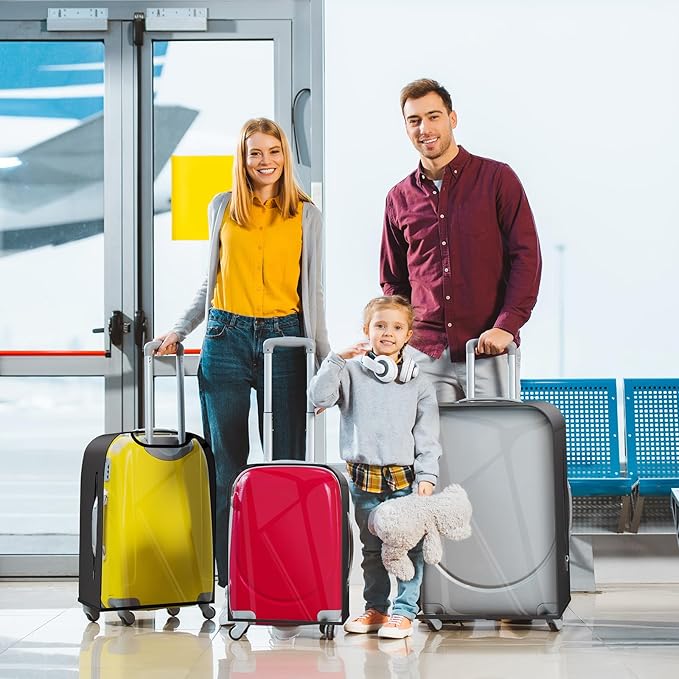 Upgraded Clear TPU Suitcase Cover Protector with Stretchable Black Sides, Fit 20 Inch Carry On Luggage TSA Approved, Waterproof & Anti-Scratch, Includes Free Red Luggage Tag
