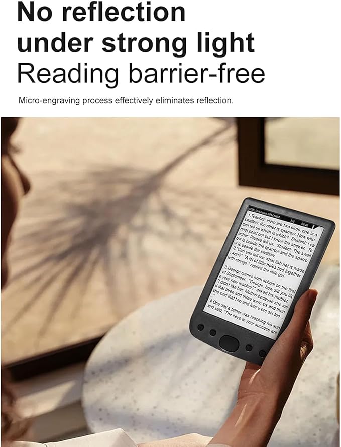 Yoidesu 6 Inch E Reader Digital Reader Electronic Book Reader with 800x600 High Resolution Screen Multifunctional Navigation Buttons for PDF EPUB TXT DOC FB2 MOBI (16GB)