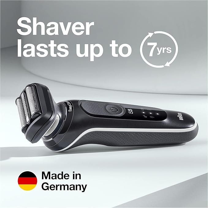 Braun Electric Razor for Men, Waterproof Foil Shaver, Series 5 5050cs, Wet & Dry Shave, with Beard Trimmer and Body Groomer, Rechargeable, Charging Stand Included, Blue