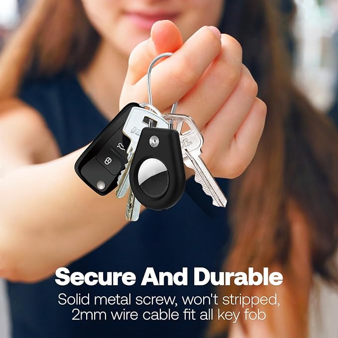 Protect Case Compatible with Apple AirTag, Secure GPS Tracker Holder with Wire Cable Shockproof & Anti-Theif Suitable for Keychain, Keys, Luggage, Bags and Kids