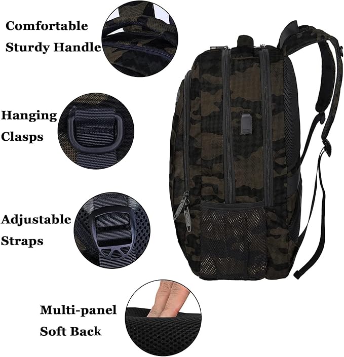 MATEIN 15.6 Inch Laptop Backpack, Sturdy Business Travel Laptop Bagpack with USB Charging Port, Sturdy Carry On Water-Resistant Daypack for Work College Bookbag Men Women Computer Backpack