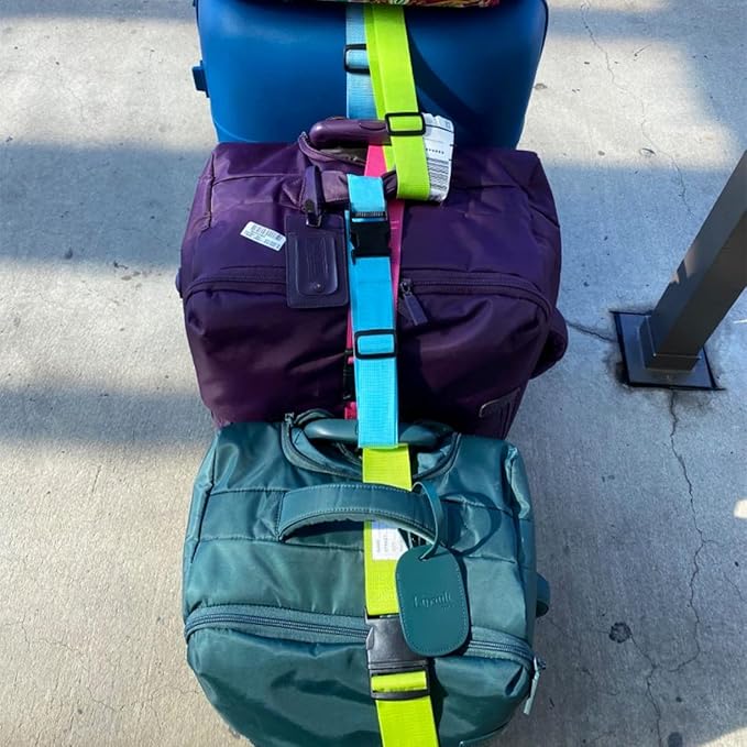 4Pack Luggage Straps Add Bag Luggage Straps to Connect Two Suitcases, Adjustable Luggage Belt Connector for Carry On, Travel Attachment Accessories to Hold Suitcases Together, Green