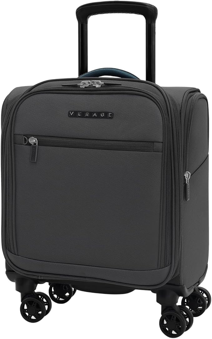 Verage Under Seat Luggage with Wheels, Softside Small Suitcase Spinner Carry On Luggage Bags for Airlines Airplanes Short Trip Men Women (Grey, 14-Inch Underseat)