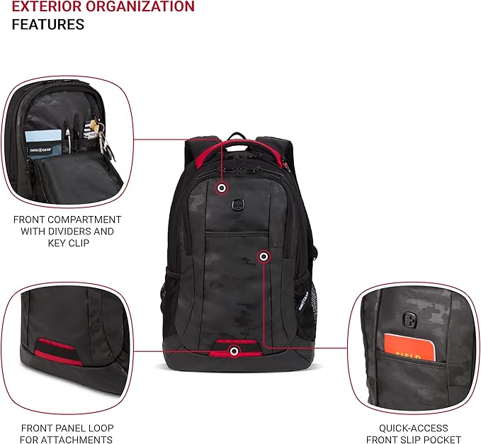 SwissGear Cecil 5505 Laptop Backpack, Camo Noir, 18-Inch