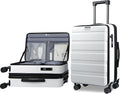 KROSER Carry On Luggage with Spinner Wheels & Built-in TSA Lock, Expandable Top Loading Hard Shell Suitcase Large Capacity Durable Rolling Luggage with USB Port, Carry-On 20-Inch, White
