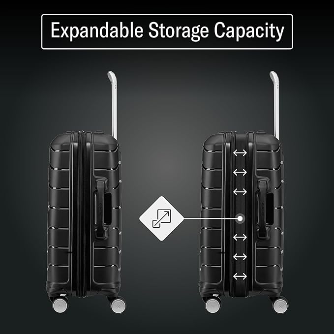 Samsonite Freeform Hardside Carry-On Luggage with Spinner Wheels - Hardshell Suitcase - TSA, Airline-Approved - Expandable Hard Shell, Smooth Rolling Wheels for Lightweight Travel - White/Grey