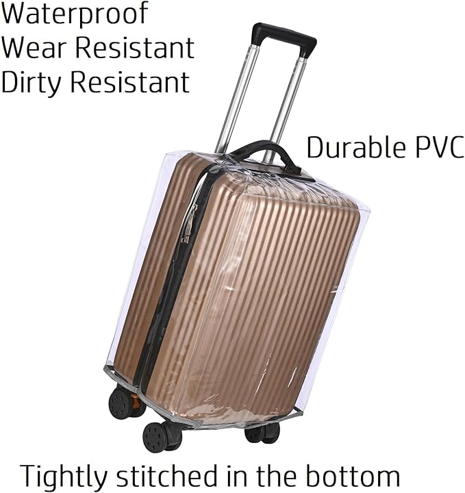 Clear PVC Suitcase Cover Protectors- Thickened Waterproof Luggage Covers Protector, Full Transparent Dustproof Sleeve for Wheeled Suitcases (24")