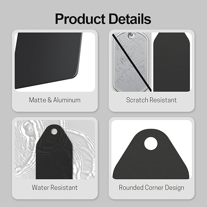 4 PCS Personalized Metal Luggage Tag – Personalized Engraved Suitcase Tag, Backpack Tag, with Matching Color Strap, Waterproof Suitcase Name Badge – Ideal Corporate Gift & Travel Accessory (Black)