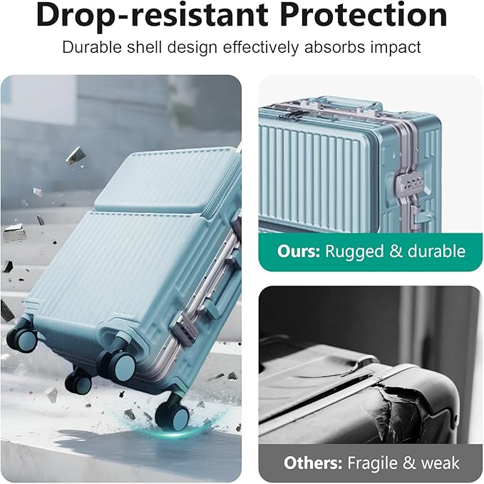 Hard Shell Luggage 28 Inch Travel Luggage, Carry-On Luggage Spinner TSA with Lid, ABS Aluminum Frame，Lightweight Travel Luggage 20'' 24'' 26''Carry-On (upgraded blue, 28 inch)