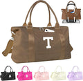 Birthday Graduation Gifts for Daughter,Initial Travel Duffel Bag Sports Gym Bag for Girls Teen Kids Birthday Gifts,Personalized Weekender Bag Carry On Tote Bags Cute Overnight Bag for Women(Brown, T)