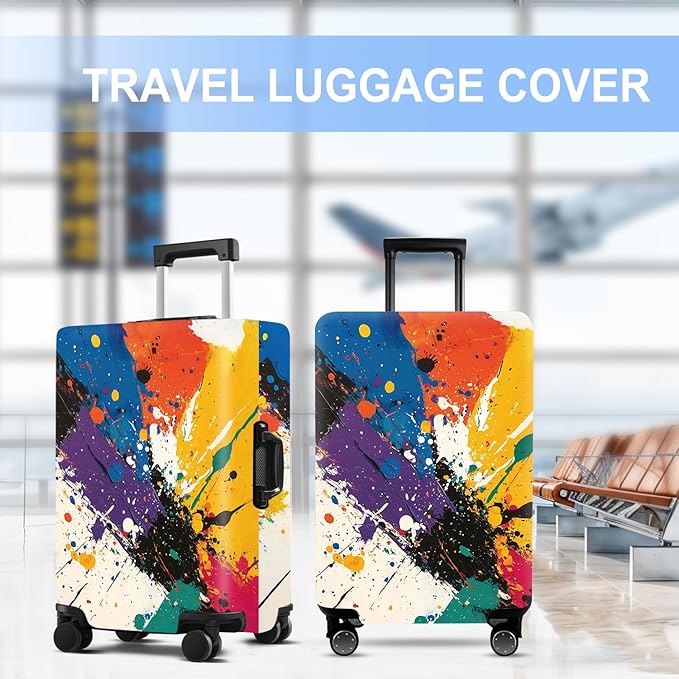 Luggage Cover Washable Suitcase Protector Anti-scratch Suitcase cover Fits 20-34 Inch Luggage (Watercolor, L(28-30inch suitcase))