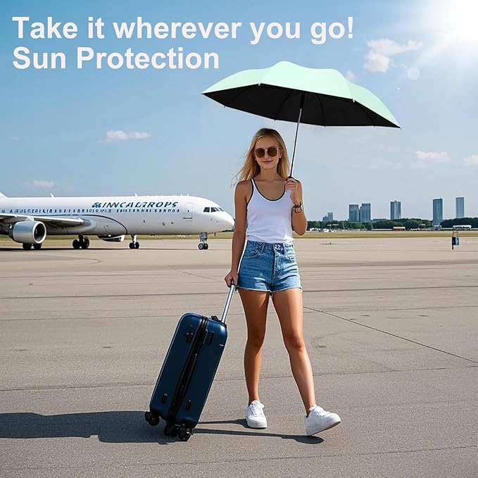 BAODINI Travel Mini Umbrella for Purse With Case Small Compact UV Sun Protection Sun Lightweight Tiny Pocket Umbrella for Women Kids and Men