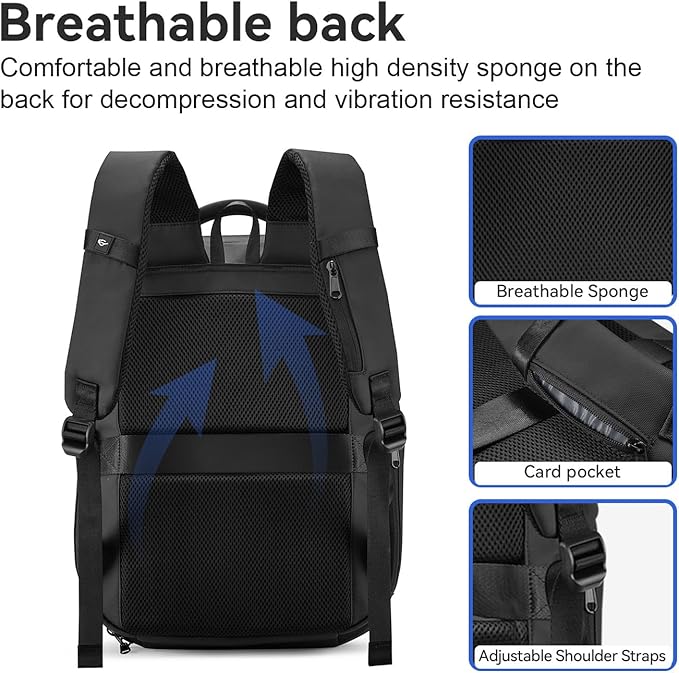 SOKOK Carry On Travel Backpack Waterproof Business Backpack with Laptop Compartment, Hardshell Computer Backpack for Men and Women, Graphite