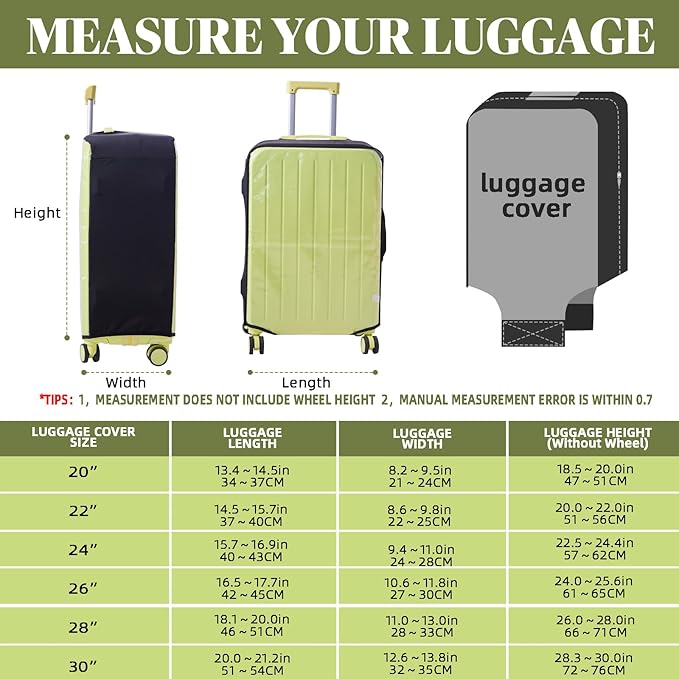 Clear PVC Suitcase Covers Protectors Transparent Luggage Cover Waterproof Wheeled Suitcase Dust Cover Dustproof Travel Luggage Sleeve Protector (3PCS Elastic)