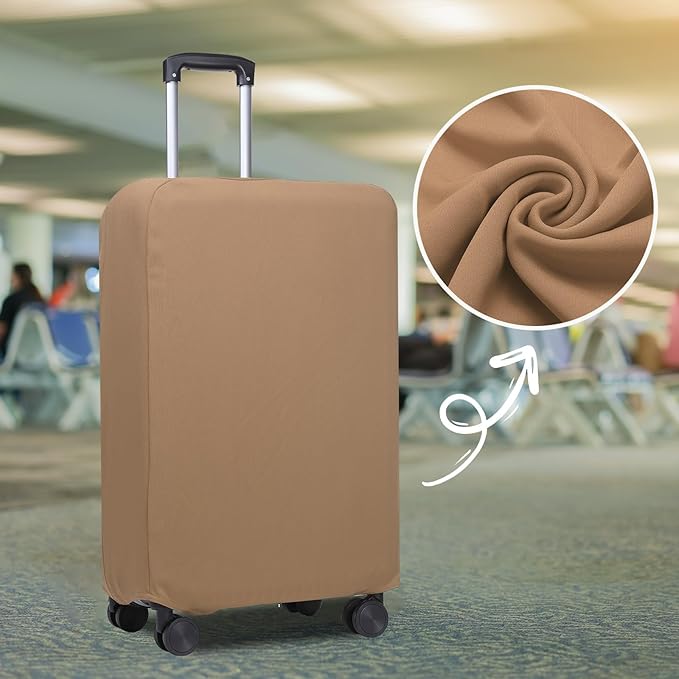 PATIKIL Luggage Cover, Suitcases Covers Elastic Carry on Cover Protector Washable Scratch-Resistant Fits 19-21 Inch Luggage for Travel Business Trips, Khaki