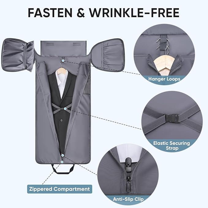BALEINE Convertible Garment Bag with Shoe Compartment, 2 in 1 Carry on Garment Duffle Bags for Travel, Suit Bag for Men Women (Green)