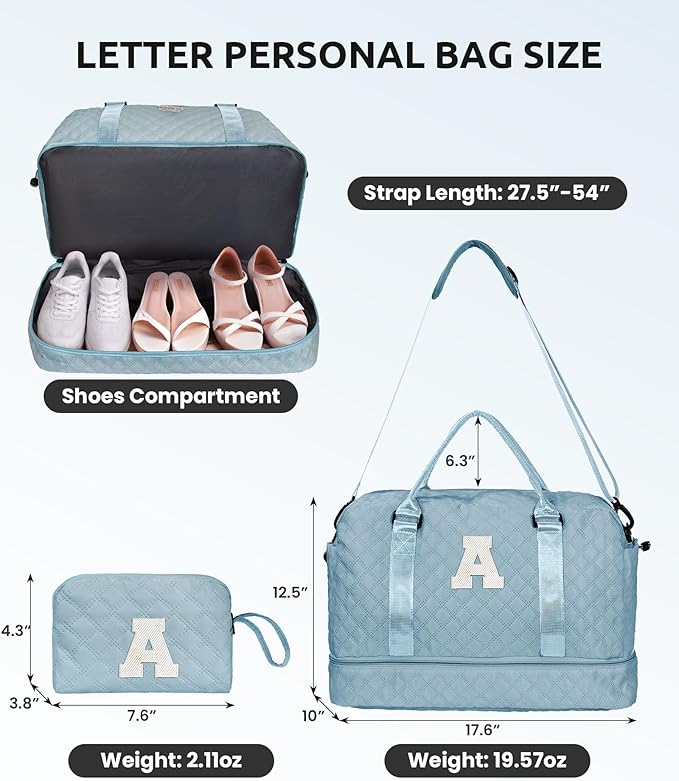 Gifts for Her-Overnight Bags for Women, Personalized Weekender Bag, Monogram Travel Bag, Letter Bag with Makeup Bag，Daughter Friend Gifts, Initial Gift for Mom Sister (Letter P)