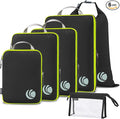 Cipway Compression Packing Cubes, Ultralight Luggage Organizer Bags with Laundry Bags and Clear Toiletries Bag, Travel Essentials for Carry on Suitcase (6 Piece,Black)