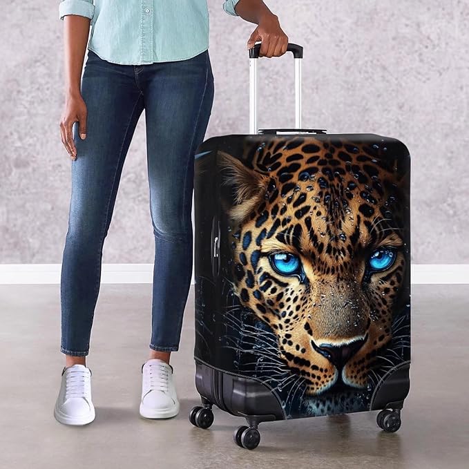 Cool Laopard Luggage Cover Universal Fit 26-29 Inch Luggage with Zipper Anti-Slip Elastic Spandex Luggage Covers Protector Scratch Resistant Travel Suitcase Cover Washable Baggage Cover