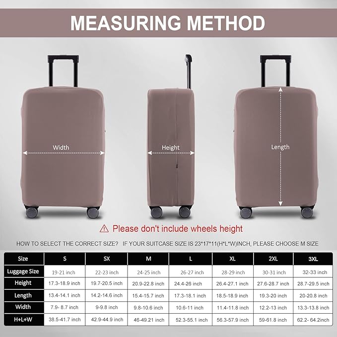 Travel Luggage Cover Suitcase Protector Scratch-Resistant Fit 19-31 Inch, Not Included Suitcase (Khaki, SX(22-23 inch))