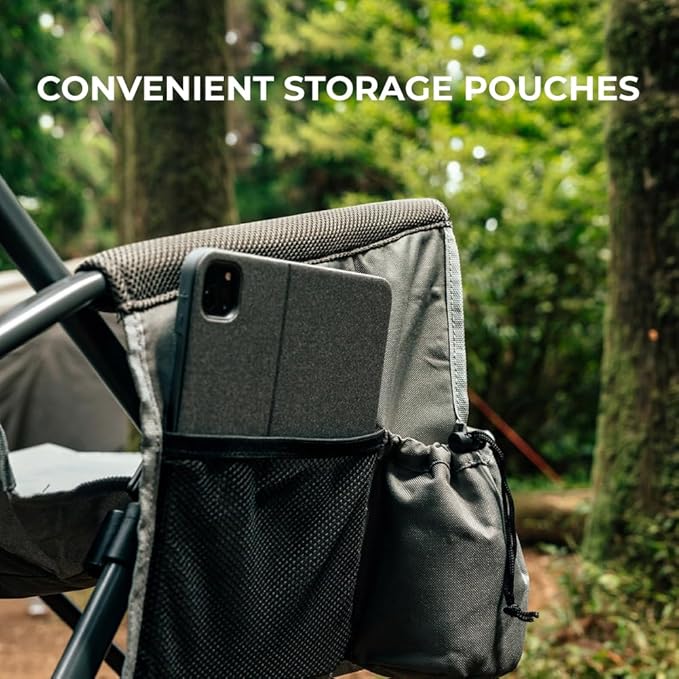 Heavy Duty Portable Folding Camping Chair for Adults with Padded | for Outdoor & Sports, Backpacking, Beach, Lawn, Hunting, Tailgating, Fishing | Supports 400 Lbs (Single, Beige)