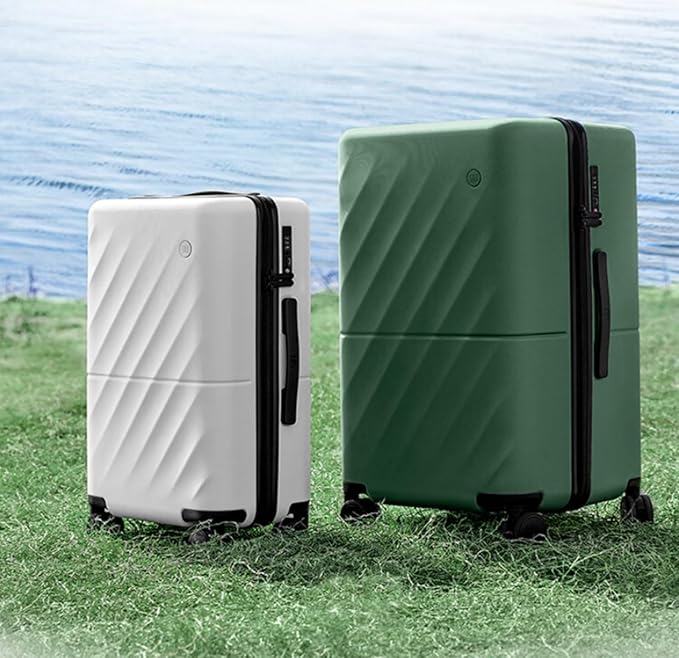 Trunk Luggage 24 Inch, Medium Checked Luggage with Double Spinner Wheels, Anti-Burst Zipper, Hard Case PC Suitcase, Lightweight Travel Luggage, TSA Approved (Pearl White, Hudson)
