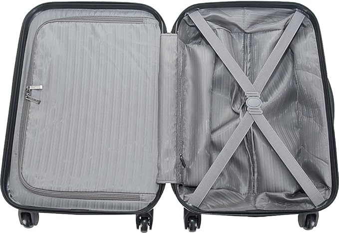 Kenneth Cole REACTION Out of Bounds Lightweight Hardshell 4-Wheel Spinner Luggage, Midnight Black, 20-Inch Carry On