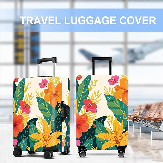 Luggage Cover Washable Suitcase Protector Anti-Scratch,Stretchable Fit for 20-34Inch Luggage Durable Travel Bag Cover with Zipper Closure (Flower, XL(fits 32-34Inch suitcase))
