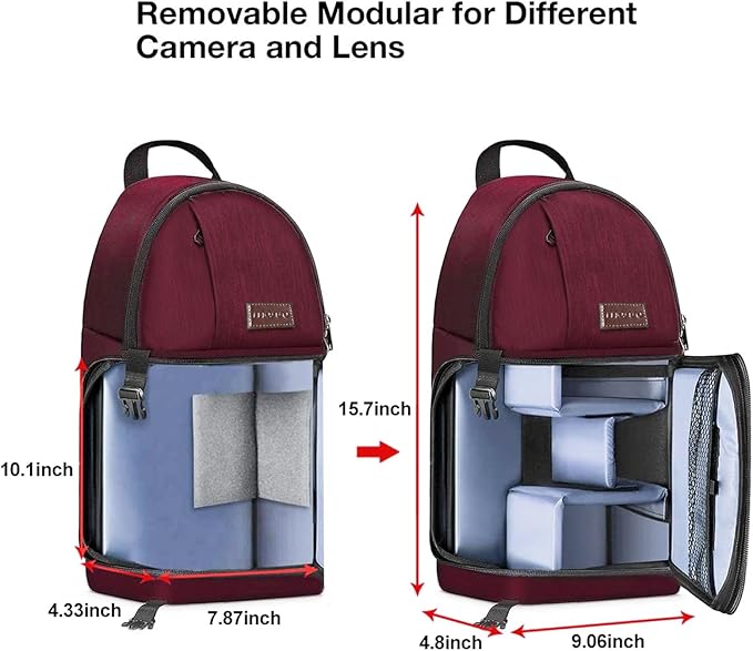MOSISO Camera Sling Bag, DSLR/SLR/Mirrorless Camera Backpack Case Shockproof Photography Backpack with Tripod Holder & Removable Modular Inserts Compatible with Canon/Nikon/Sony/Fuji