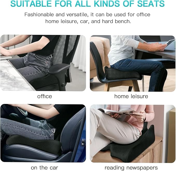 Benazcap X Large Memory Seat Cushion for Office Chair Pressure Relief Sciatica & Tailbone Pain Relief Memory Foam Firm Coccyx Pad for Long Sitting, for Office Chair, Gaming Chair and Car Seat Upgrade