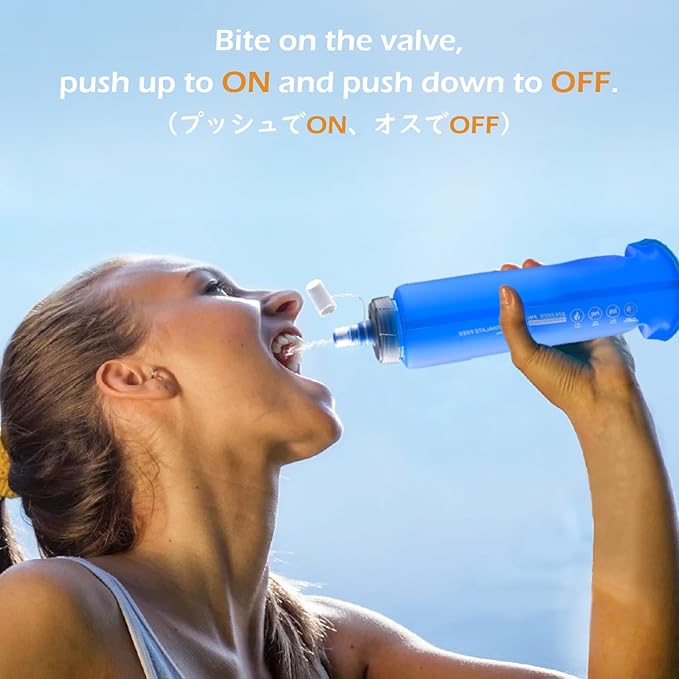 TRIWONDER TPU Collapsible Flask BPA-Free Soft Folding Water Bottles for Hydration Pack - Ideal for Running Hiking Cycling Climbing (500ml/16.9oz - Blue - Pack of 2)