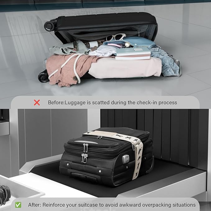 Luggage Straps for Suitcases, Adjustable Luggage Elastic Belt, Travel Essentials for Airport,Station,Vibrant Designs, Puppy