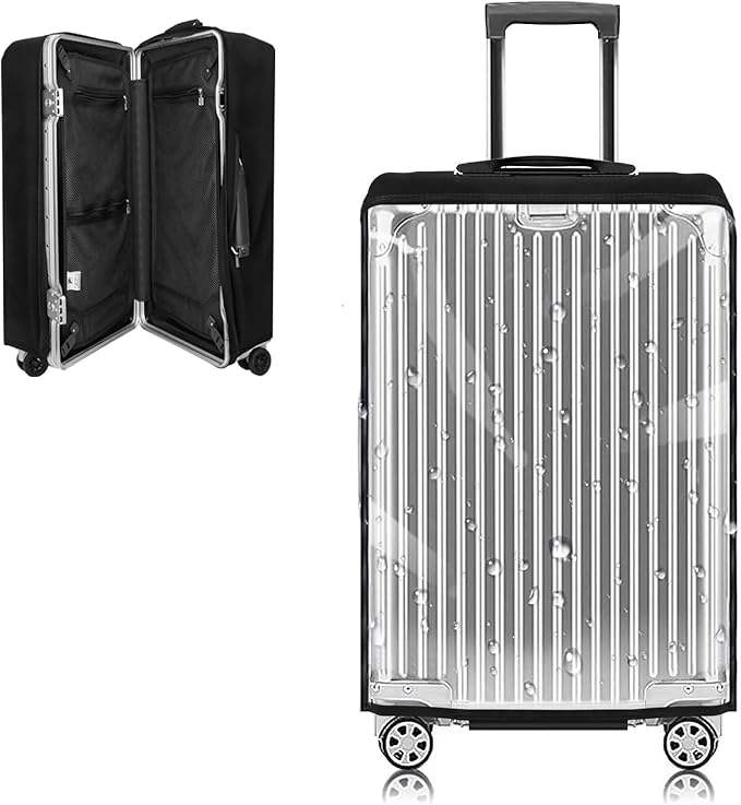 Yotako Upgraded Double Zippered Transparent PVC Suitcase Cover, No Disassembly Required Clear Luggage Protector for Suitcase Luggage Protector Cover 24''