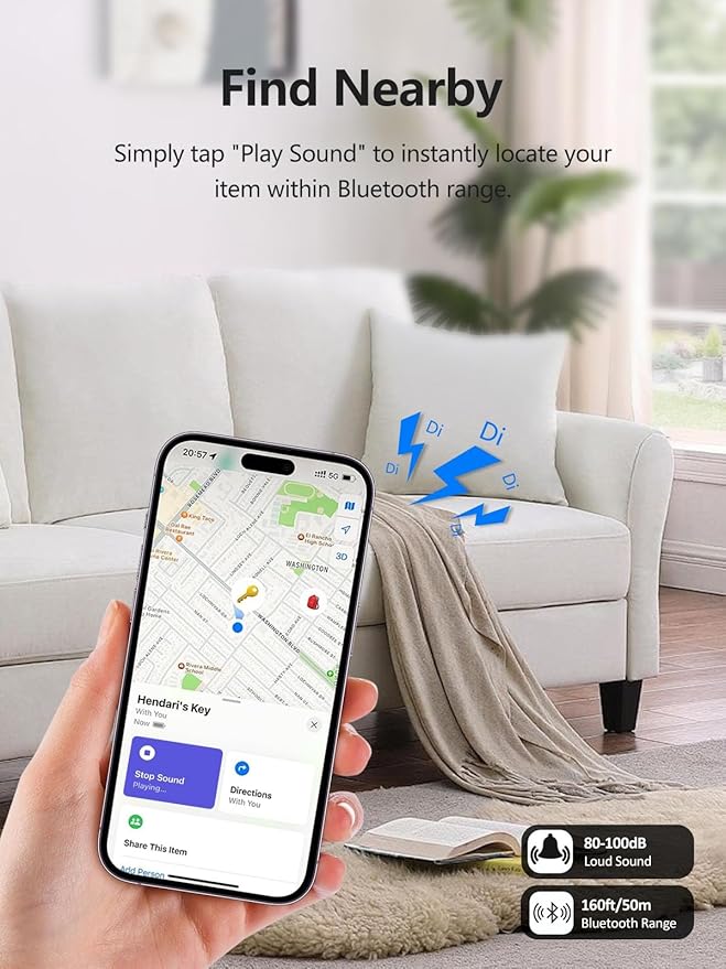 Tracker Tags, Item Finder Work with Apple Find My (iOS Only), Tracking Device Locator Smart Tag for Luggage, Keys, Wallet, Bike, Pets, Bags (White, 4 Pack)