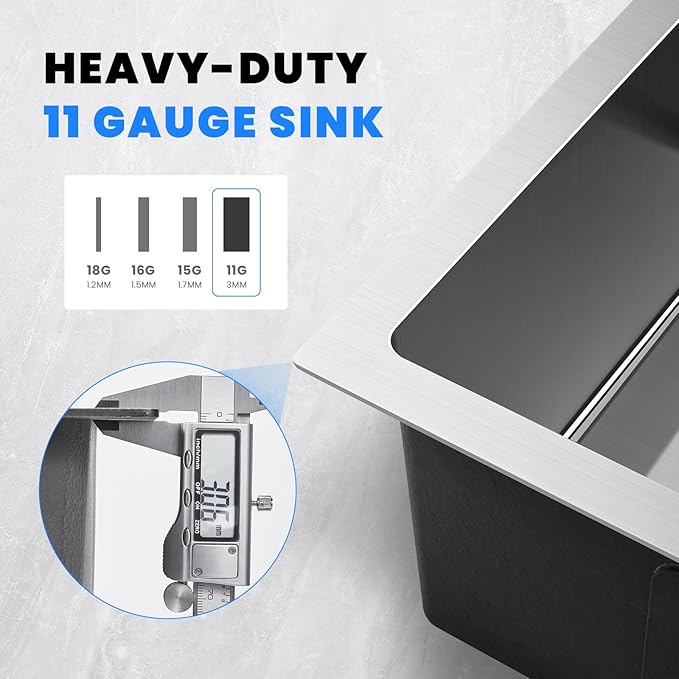 POPFLY 15x17 Inch Undermount Bar Prep Sink, 15” Undermount Rectangle Kitchen Sink, 304 Stainless Steel Single Bowl Small Kitchen Rv Sinks, Brushed