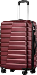 Coolife Larage Luaggage Hardside Expandable Suitcase with Spinner Wheels Checked 28-Inch（Red）