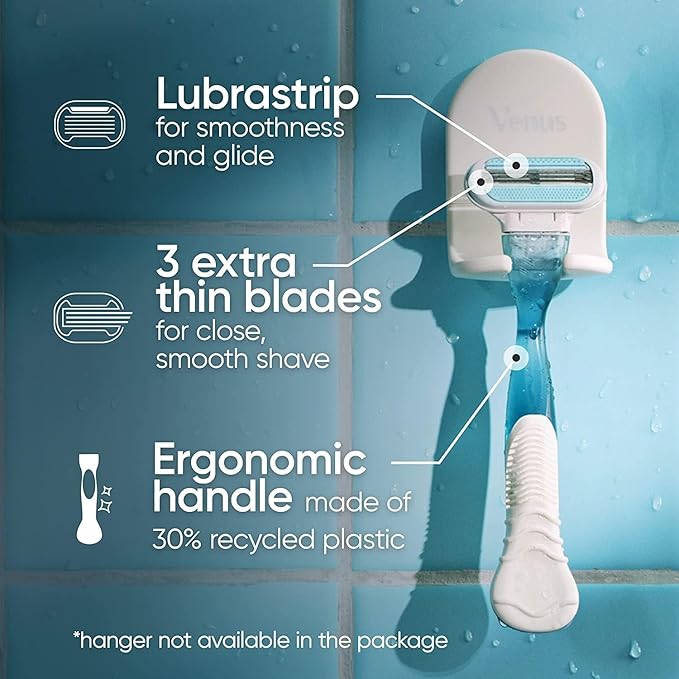 Gillette Venus Smooth Women's Razor Handle + 6 Refills with Soft-Grip Gel Handle
