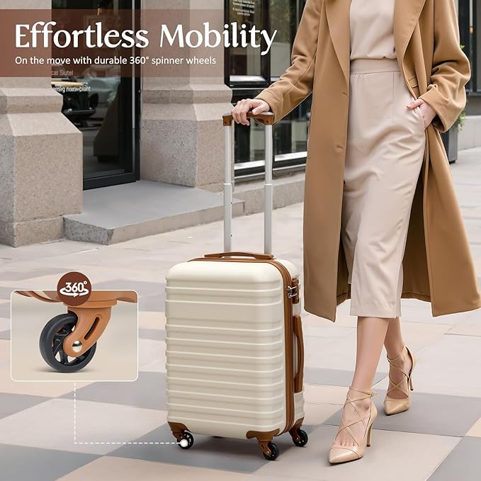 Coolife Suitcase Set 3 Piece Luggage Set Carry On Hardside Luggage with TSA Lock Spinner Wheels (Sky Blue, 5 piece set)