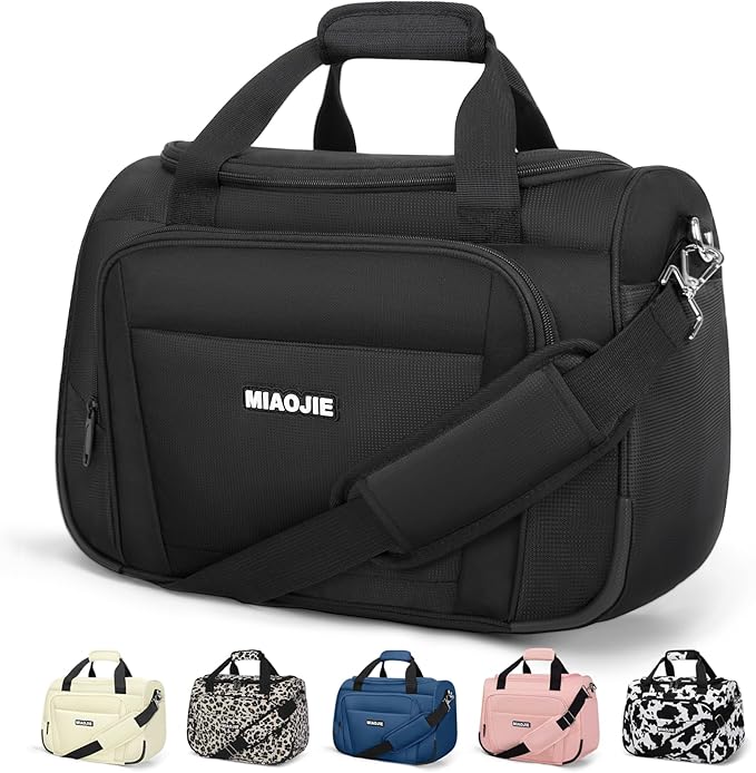 Underseat Carry On Luggage Lightweight Travel Tote Weekender Bag Overnight Duffle Bag for Travel, Travel Essentials Personal Item Travel Bag for Women and Men,Black-16Inch