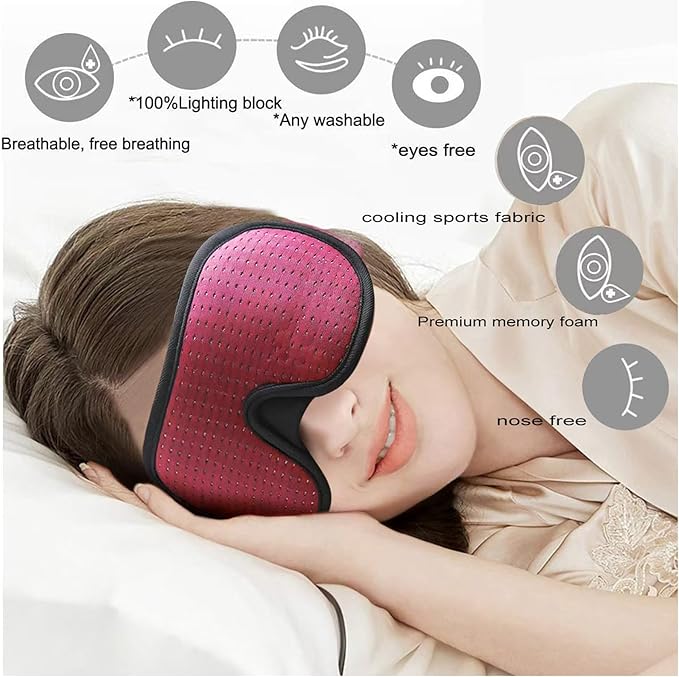 Sleep Mask for Men and Women 3D Contoured Eye Mask Patented Adjustable Light Blocking Night Mask for Sleeping (Black)