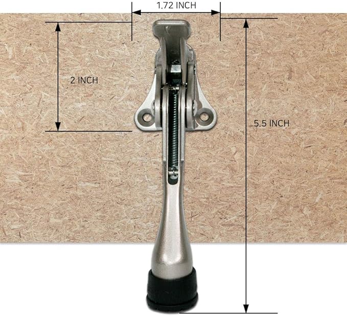 One Touch Kickdown Door Stopper, Door Holder, Heavy Duty Door Stops, Bottom of Door, Height-Adjustable Rubber Tips by HASHI (Black 4 inch x 4pack)
