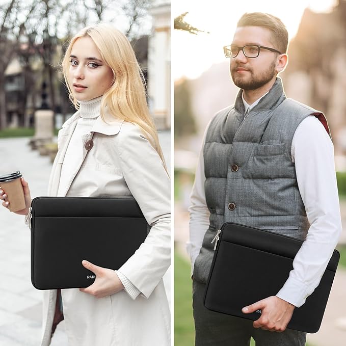RAINYEAR Laptop Sleeve Case 15 16 Inch, Protective Portable Case with Front Pocket, Briefcase Handbag Computer Cover Laptop Bag Compatible for MacBook Pro/Max M4 M3 M2 M1, Black