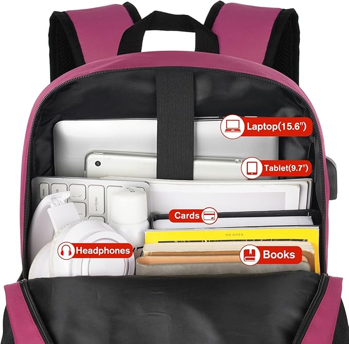 Laptop Backpack,Bookbag for Women and Teen Girls School Backpack with USB Port for College Work