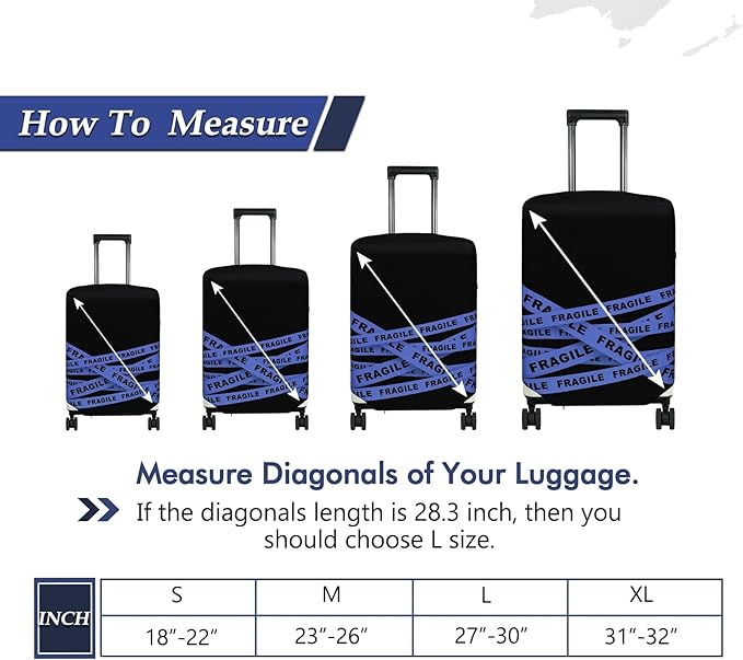 HYPER VENTURE Washable Luggage Cover - Fashion Suitcase Protector Fits 18-22 Inch Luggage (Fragile, S)