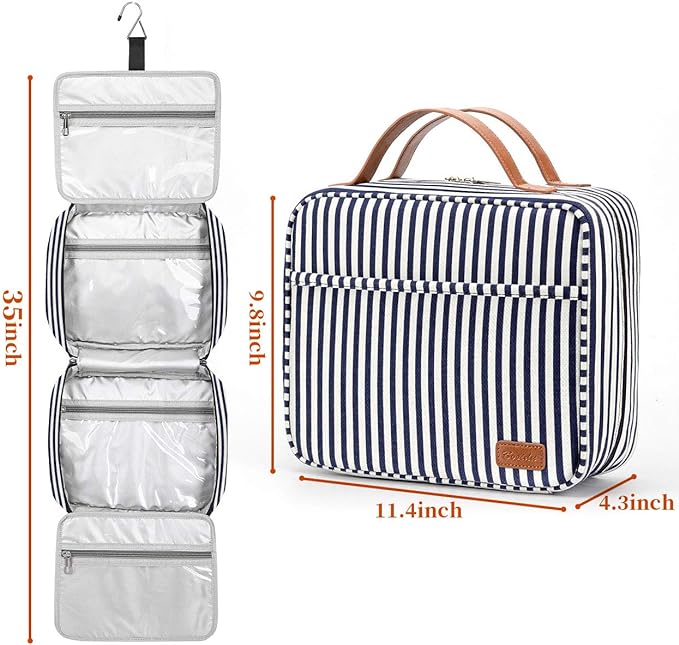 Hanging Travel Toiletry Bag,Large Capacity Cosmetic Travel Toiletry Organizer for Women with 4 Compartments & 1 Sturdy Hook,Perfect for Travel/Daily Use/Christmas