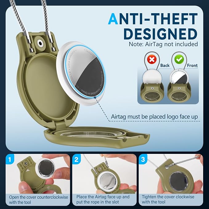 Waterproof Airtag Holder,4 Pack Airtag Case with Secure Lock,Airtags Keychain for Apple Air tag,Anti-Lost Protective Case Air tag Accessories for GPS Tracker Luggage,Bag,Key,Pet-Black/Brown/Green/Gray