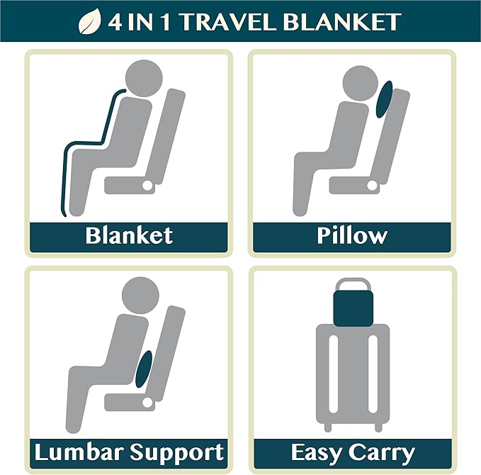 PAVILIA Travel Blanket Pillow, Soft Airplane Blanket 2-in-1 Combo Set, Plane Blanket Compact Packable, Flight Essentials Car Pillow, Travelers Gifts Accessories, Luggage Backpack Strap, 60x43 Red