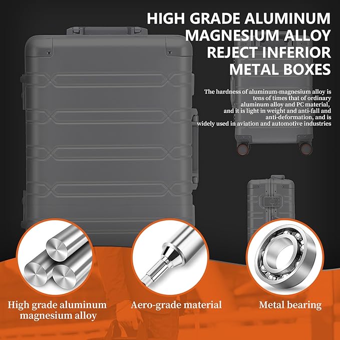 WEICHEN All Aluminum Magnesium 29 Inch Large Luggage with Spinner Wheels & Duffle-Travel Bag, Hard Case Large Suitcase Heavy Duty Aluminum Checked Luggage with TSA Lock